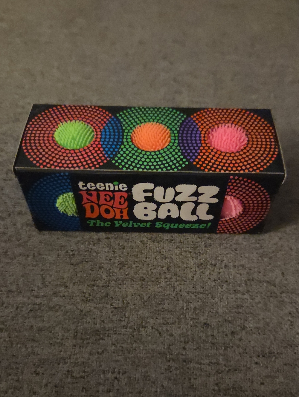 Needoh Teenie Nee Doh Fuzz Ball Velvet Squeeze - Neon Pink, Green, Orange